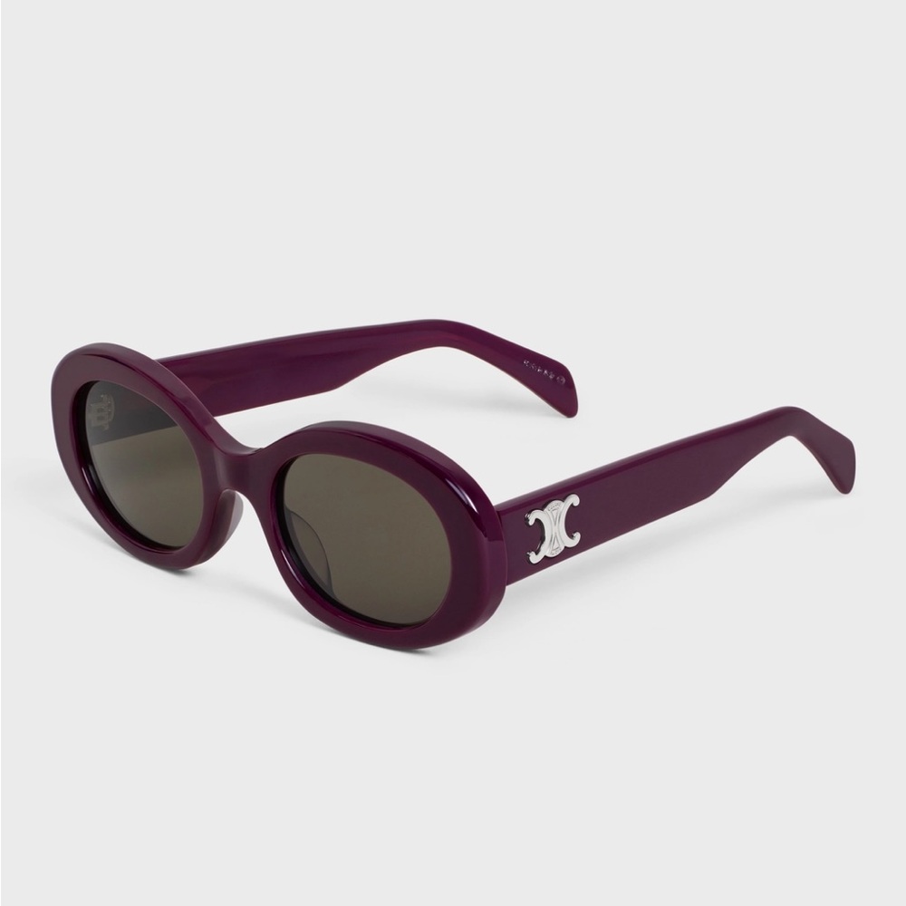Celine Triomphe oval acetate sunglasses in Eggplant